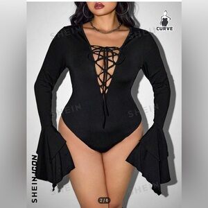Deep V neck bodysuit